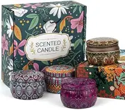 [FUMZ] Scented Candles - 4 Flower Scents - Lavender, Jasmine, Rose and Ocean Breeze - Soy Wax - 110-140Hours 80g - Gift Set
