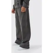 Mens Slate Wide Leg Deboss Worldwide Jogger