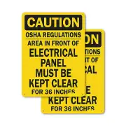 (2 Pack) OSHA Regulations Area In Front Electrical Panel Must OSHA Caution Sign