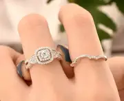 1.5CT Real Moissanite Halo Sterling Silver Promise Ring Engagement Ring
