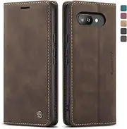[owlhold] Mobile Phone Case Google Pixel 9A Case Flip Case Premium Leather Case Soft Vintage Mobile Phone Case Foldable Stand Protective Case Card Slot Stand Function Case Google Pixel 9A - Coffee
