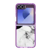 Galaxy Z Flip6 Impact Case Black and White Contrast Marble