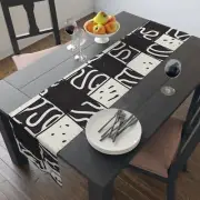 Modern Black & White Cotton Table Runner – Boho Wedding & Home Decor