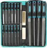 LIBRATON File Set 31 Pieces, Metal File Set, Key Files, Workshop File Set for Metal, 12 Needle Files, Includes 1 Ripple Rasp, 12 Sandpaper, 1 Steel Brush and Carry Bag