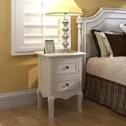 Nightstands 4 Pieces with 2 Drawers - White Bedroom Night Stand, Wood Furniture, Bedside Table for Room and Living Storage Spaces