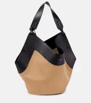 [Khaite] Khaite Lotus Medium canvas and leather tote bag One Size beige
