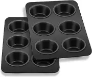 Muffin Pan, 6 Cup Muffin Tin Cupcake Pan Tray with Nonstick Coating and Stainles