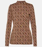 [Diane von Furstenberg] Diane von Furstenberg Birdie printed top AU 8 brown