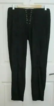 NWT Hue Microsuede Skimmer Pants Womens Size L 31x27 Black Pull On 32-25202