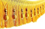 Fringe Trim，Curtain Tassels， 12 Yards Braided Beads Fringe Hanging Ball Trim for Curtain Table Edge Sewing Trimming(Yellow)
