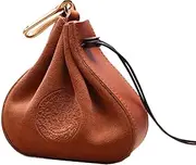 JSBWSFA1Pcs Leather Coin Pouch Leather Pull Rope Mini Leather Coin Organizer Drawstring Pouch for Men & Women Black, Red, Brown, Brown, Retro