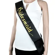 Bridesmaid Black Satin Sash