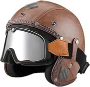 3/4 Rugged Helmet with Large Frame Goggles Motorcycle Helmet Compact Lightweight Helmet Quick Release Buckle Helmet for Adult Men Women - DOT/ECE Certified