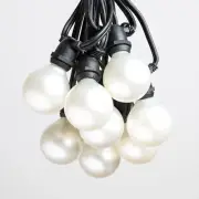 G50 White Pearl Globe C9 Commercial String Lights Black Wire 100' 50' 25'