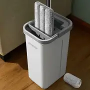 JOYMOOP Mop and Bucket Set, Easy Clean and Self-Squeezing Microfiber Flat Mops f