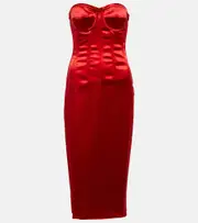 [Dolce & Gabbana] Dolce & Gabbana Strapless satin corset midi dress AU 18 red