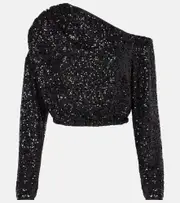 [Diane von Furstenberg] Diane von Furstenberg Belle sequined asymmetric top AU 16 black