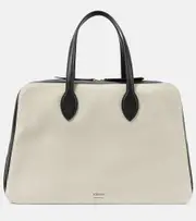 [Khaite] Khaite Maeve Large canvas and leather duffel bag One Size neutrals