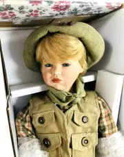 NIB Vintage 1998 Mikey Goes Camping by Gustave Wolff 18" Porcelain Doll
