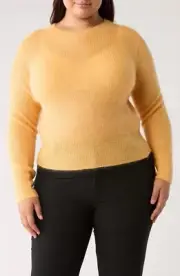 Vince Women's Featherweight Crew Neck Mohair Wool Blend Sweater Plus Size 3X