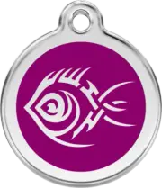 Red Dingo Tribal Fish Purple Tag - Lifetime Guarantee - Cat, Dog, Pet ID Tag Eng