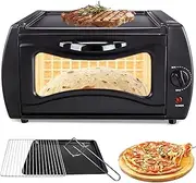 2-In-1 Electric Pizza Oven, 12L Countertop Tandoor Oven Pizza Maker, 50-400℃ Temperature Control & Visual Glass, 2100W Mini Pizza Oven for Chapati Roti Lahmacun Manakish Naan Bread Maker