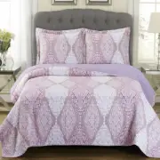 Jewel Reversible Wrinkle Free 3 Piece Coverlet Set Patchwork Printed Quilts