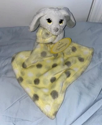 NWT Little Beginnings White Bunny Rabbit Yellow Lovey Lovie Security Blanket