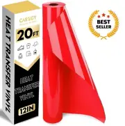 Heat Transfer Vinyl HTV Iron on Vinyl for T-Shirts 12 Inches by 20 Feet Roll Red