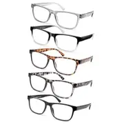5 Pack Oversized Blue Light Blocking Reading Glasses Men 5 Pack Mix Color 1.5 x