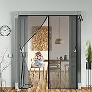Magnetic Fly Screen Door 130x270cm(51x106inch) Magnets Heavy Duty Mesh Curtain,Easy to Install Without Drilling Top-to-Bottom Seal Automatically for Balcony Sliding Living Room - Black