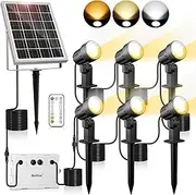 [Meihua] 6 in 1 Solar Spotlights with Remote 2700K 4000K 6500K 3 Brightness Levels Auto On/Off IP66 Waterproof LED Landscape Lighting Timer Outdoor Lights Solar for Garden Tree Pathway