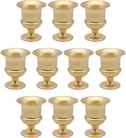 Koyal Wholesale 10 Pack 6"H x 5"D Small Metal Gold Vase, Urn Gold Vases for Centerpieces, Short Metal Trumpet Centerpiece Vase, Bulk Urn Vase for Flowers, Low Pedestal Vase Wedding Vases Centerpieces