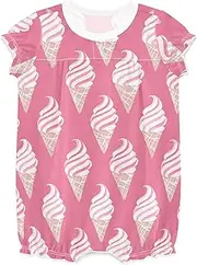 [miaozhen] Toddler Girl Romper Ruffle Sleeve Baby Girl Jumpsuit Cotton Casual Clothes 12M Yummy Ice Cream Peach ropa para nina, Yummy Ice Cream Peach