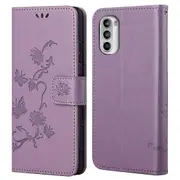 For Motorola Moto E32 Anti-fall ic Protector Imprinted Hand Strap Wallet Case with Stand