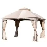 Garden Winds Canopy Top and Side Mosquito Netting Set 10 ft. x 12 ft. in Beige