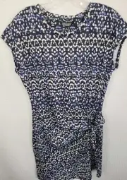 Original Nicole Miller Blue/Black/White Sleeveless Dress Side Tie NWT Size Small