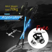 2x HIKING POLES ALUMINIUM TOUGH ADJUSTABLE SKI MOUNTAIN CLIMB WALK AID HAND GRIP