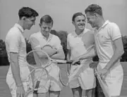British Davis Cup Team Tennis Players Michael Davies Billy Knight 1956 OLD PHOTO