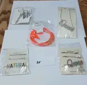 Lot New 5 Pc Hair Barrett Clips & Jewelry Gift Bag White Elephant Grab Bag #35