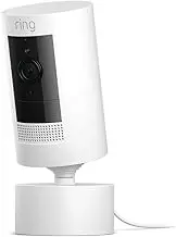 Ring Stick Up Cam Battery White AND Ring Indoor/Outdoor Pan-Tilt Mount for Stick Up Cam (3rd Gen), White AND Ring Indoor/Outdoor Power Adaptor (USB-C) - White