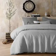 Vintage Design Homewares Silver 100% Hemp Quilt Cover Set