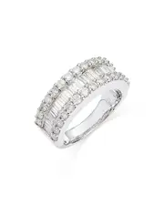 Bloomingdale's Fine Collection Diamond Baguette & Round Band in 14K White Gold, 2.15 tcw