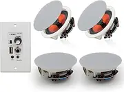6.5'' Bluetooth in Wall in Ceiling Speakers 600W 2-Way Flush Mount Speakers System with Wall Amplifier Receiver for Home Theater Office Bathroom(2Pairs, Paintable-Grille)