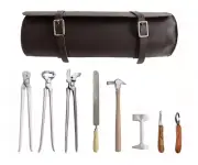 8 Piece Horse Shoe Farrier Hoof Grooming Tool Nipper Kit w/ Leather Bag 98499C