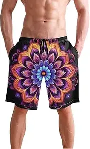 [XYMZR] Men's Swim Trunks Colorful Mandala Purple Quick-Dry Bathing Suit Swimming Board Shorts S