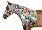 New Sleazy Sleepwear for Horses Stretch Neck Hood Nylon Zap Mane Tamer Zipper