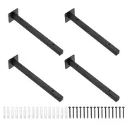 Floating Shelf Bracket,4Pack 12" Iron Hidden Wall Mounted Shelf Supports(Black)