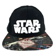 Star Wars Galaxy Hat Spell Out Script All Over Bill Logo Snap Back Baseball Cap