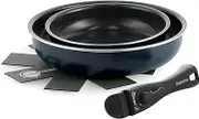 GREENPAN CC009788-104 Green Pan, Set of 4, New Handle Type, Click Chef, Removable Handle, IH Gas, Dishwasher Safe, Non-Toxic Substances, PFAS Free, Ceramic Coating, Non-Stick, Easy to Remove Stains